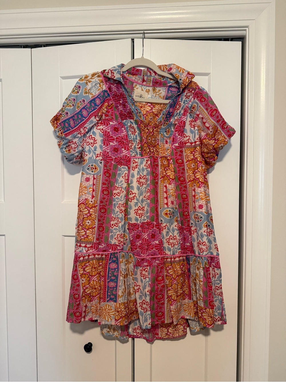 Pink Floral Patchwork Tunic Dress
